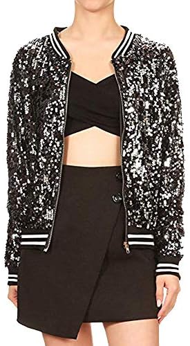 Dimanul✿ Sequin Jacket Women Tops Biker Jacket Bomber Jacket Women Fashion Long Sleeve Zip Jacket Coats Thin Jacket