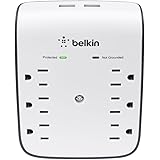 Belkin 6-Outlet Wall Surge Protector w/ 2 USB Ports - Wall Mountable w/ Premium Protection Against Surges - Safe Charge for M