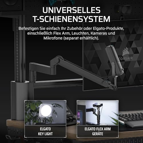 Platform:4 – 120 cm x 76 cm, Fester Höhe, Stehender Computer Home Office Gaming-Schreibtisch, Kabelmanagement, USB-Anschluss, Monitorarm Inbegriffen – Schwarz