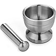 ArtisanShow 18/8 Double Stainless Steel Pill Crusher Food Safe Spice Grinder Mortar and Pestle Pedestal Sets Bowl Pesto Powder Garlic Press Pot Herb Mills Mincers