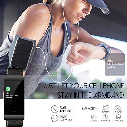 image for maxtop Leather Smart Band for Men with Heart Rate Monitor/Blood Pressu