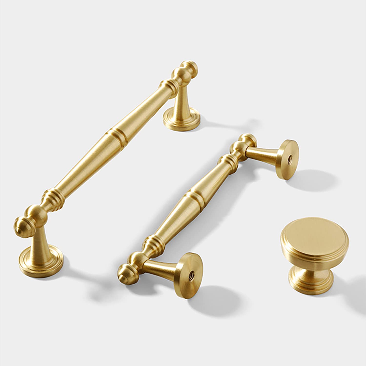 Guolich 2 Pcs Hole Centers 5.03 Inch(128mm) Kitchen Drawer Handle Door Cabinet Pulls Brass Handle Modern Gold Brushed Brass Hardware for Wardrobe Bathroom Dresser (128mm(5.03 inch))