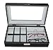 TimelyBuys 6 Piece Watch & 3 Piece Eyeglasses Leatherette Case Organizer (Black)