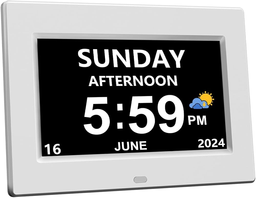CAZOKASI DST Digital Clock with Date Day Large Display 12 Alarms Plug-in