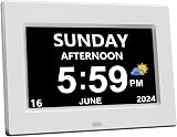 CAZOKASI DST Digital Clock with Date Day Large Display 12 Alarms Plug-in