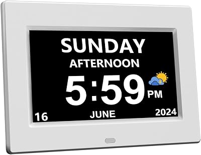 CAZOKASI DST Digital Clock with Date Day Large Display 12 Alarms Plug-in