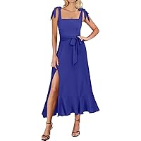 wedding blue bridesmaid dresses Simple A-line Dusty Blue Chiffon Halter Long Custom Bridesmaid Dresses –  MarryLover main image 1