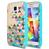S5 Case, ULAK Samsung Galaxy S5 Case, Unique Pattern Hybrid Impact Shockproof Case Cover for Samsung Galaxy S5 / Galaxy SV / Galaxy S V (2014) with Screen Protector and Stylus (Competely incomplete+Blue)