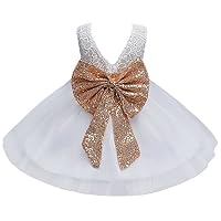 JiaDuo Baby Girl Lace Mesh Tutu Dress Sequin Bow Toddler Princess Gown White 120