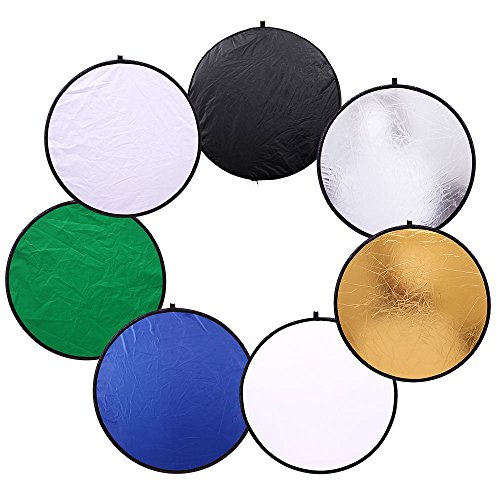 12 inch (30cm) Round Collapsible Mini Light Reflectors for Photography 7in1 Portable Sun