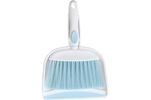 BSMstone Mini Broom and Dustpan Set-Mini Whisk Set for Desk, Housekeeping, Office, Kitchen, Pet Nest, etc.,Daily Cleaning Necessity Plastic Mini Dustpan Set (Light Blue)