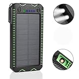 F.Dorla 20000mAh Solar Charger with Cigarette Lighter Function,Rugged Outdoor Camping Waterproof Power Bank Protable External Battery 3 Lighting Modes Flashlight for iPhone iPad Cellphones