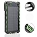 F.Dorla 20000mAh Solar Charger with Cigarette Lighter Function,Rugged Outdoor Camping Waterproof Power Bank Protable External Battery 3 Lighting Modes Flashlight for iPhone iPad Cellphones