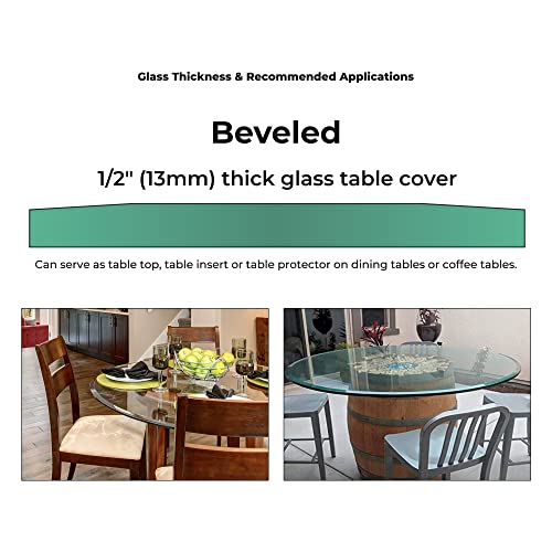 16" Inch Round Glass Table Top 1/2" Thick Tempered Beveled Edge by Fab