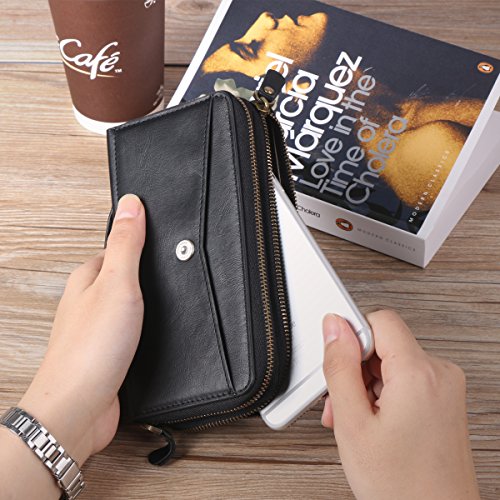image for TSCASE Zipper Leather Wallet Case, Clutch Bag Phone Wallet Cover with 