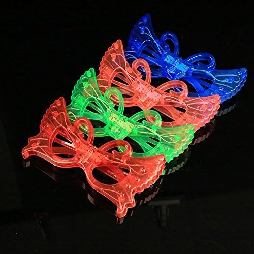 12ct LED Light Up Sunglasses - Flashing Multi Colored Led Glasses Best Party Favors Light Up Flashing Glasses for Children (Big Butterfly)