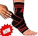 ATHLEDICT Ankle Brace Compression Sock Sleeve with Support Wrap - Relieve Pain and Speeds Up Recovery from Plantar Fasciitis and Ligament or Joint Injuries (Black/Red, S)