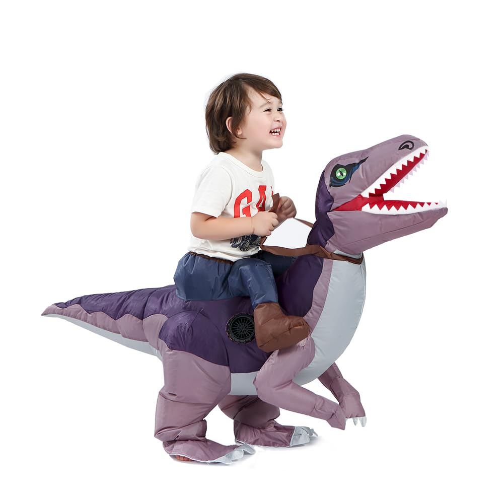 Photo 1 of Inflatable Dinosaur Costume Toddler Boys Girls, Blow Up Velociraptor Costume Kids, Inflatable Ride On Dinosaur Halloween Costume Children***GREEN***