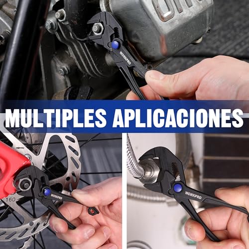 WORKPRO Adjustable Wrench Pliers 108 mm, Wrench Type Pliers with Self-adjusting Jaw, Max Opening 20 mm, Non-Slip Handle, for Nuts and Pipes