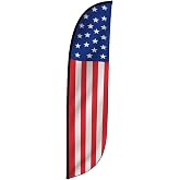 LookOurWay Feather Flag Banner - 12 Feet Tall Advertising Flags for Outdoor Business and Events Promotion - Swooper Flag Only - American Flag Banner - American Flag USA (10M1200071)