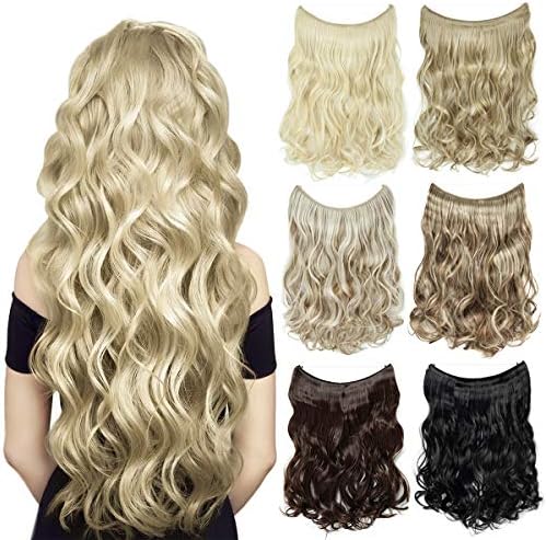 EMERLY Secret Flip Extensions 20inch One Piece Highlight Invisible Crown Headband Hairpieces Hidden Elastic Miracle Fish Wire Synthetic Wavy Ombre Hair Extensions