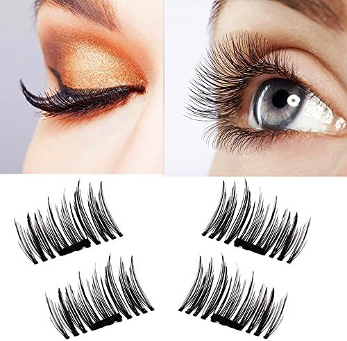 False Magnetic Eyelashes 3D Reusable Fake Eyelashes , 2 Pairs 4 Pieces, Ultra Thin, Natural Look