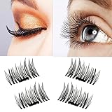 False Magnetic Eyelashes 3D Reusable Fake Eyelashes , 2 Pairs 4 Pieces, Ultra Thin, Natural Look