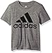 adidas Boys' Little Short Sleeve Logo Tee Shirt, Dark Gray, 7X