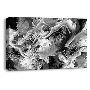 Canvas Wall Art Abstract Black and White Painting Artwork for Home Prints Framed - 12x18 inches