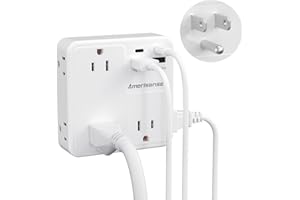 Multi Plug Outlet Extender with USB, Amerisense Wall Charger with 6 AC Outlets & 4 USB Ports (2 Type-C & 2 Type A Ports), 3-Sided Power Strip Multiple Outlets for Home, Kitchen, Office, Cruise Ship