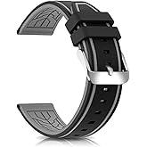 Narako Silicone Watch Bands Divers Model Replacement Rubber Watch Strap 20mm 22mm 24mm 26mm Waterproof Line Bicolor Silver Buckle for Men and Women Sport