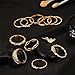 Min 10Pcs Bohemian Vintage Crystal Knuckle Joint Nail Ring Set Sun Moon Ring Set Finger Rings (Gold Set(12Pcs))