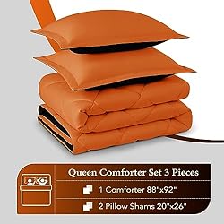 downluxe Queen Comforter Set - Orange and Black