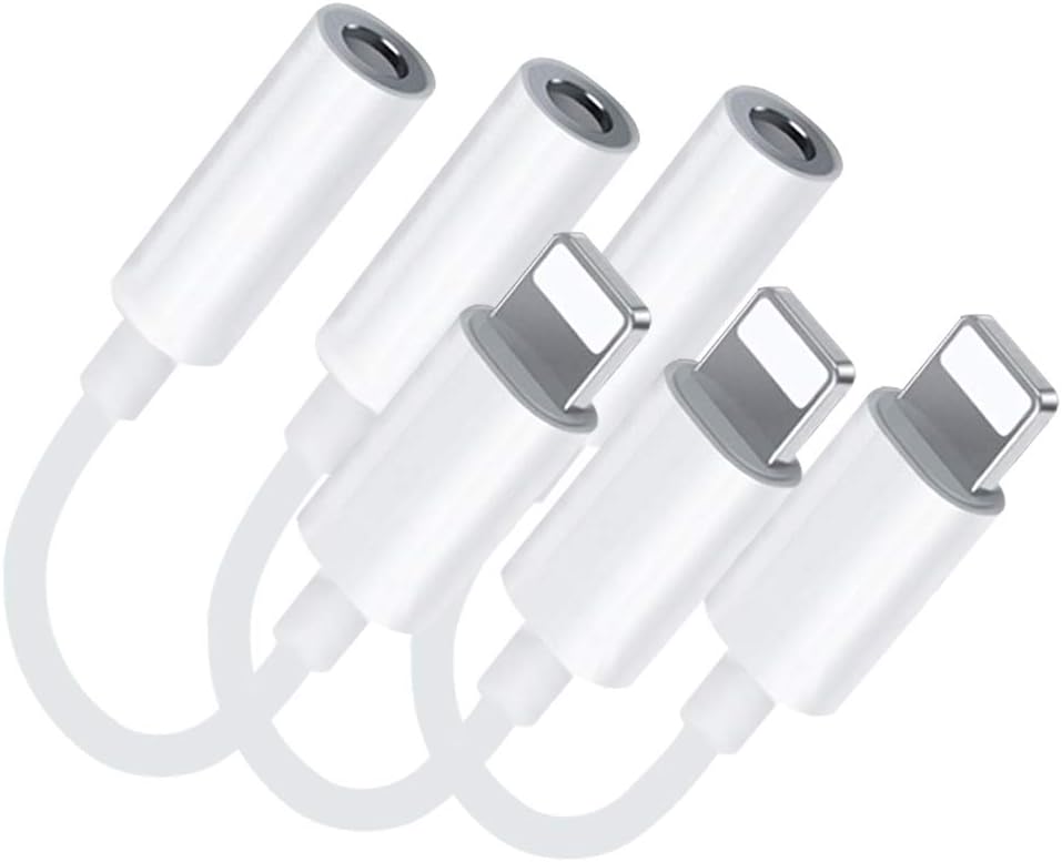 iPhone Headphone Adapter, 3 Pack Lightning to 3.5 mm Headphone Jack Adapter Audio Connector Dongle Earphone Splitter Compatible with iPhone 12 12Pro 11 11 Pro X XS XR 8 7 Support iOS 14 System
