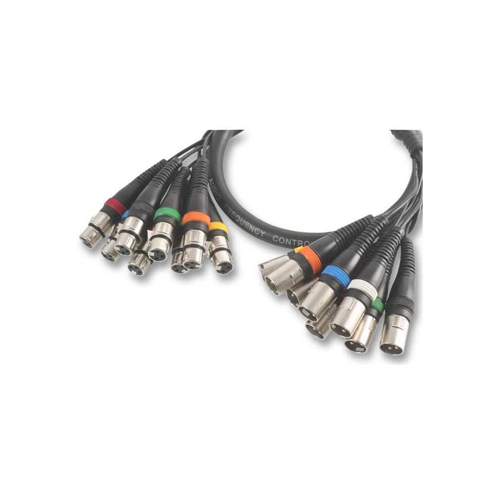PULSE 8‑Way XLR Multicore Loom – 6m Balanced Male to Female Snake Cable with Colour‑Coded Rings, Nickel Connectors & Helical Shielding – PLS00099