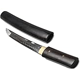 siwode Short Sharp Handmade Katana,Full Tang,Japanese Ninja Samurai Real Sword (T10 Clay_Tempered) 15-Inch