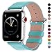 Fullmosa Straps Compatible with Apple Watch Strap 38mm 40m 41mm, Leather Watch Band Compatible with iWatch Series 7 SE 6 5 4 3 2 1, 38mm 40mm 41mmSky Blue