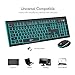 Wireless Keyboard and Mouse Combo, Aigo Spill-Resistant Keyboard with Media Controls, Dual-Color Key & Ergonomic Mouse with Adjustable Cursor Speed for PC Laptop Computer Desktop (Blue and Black)