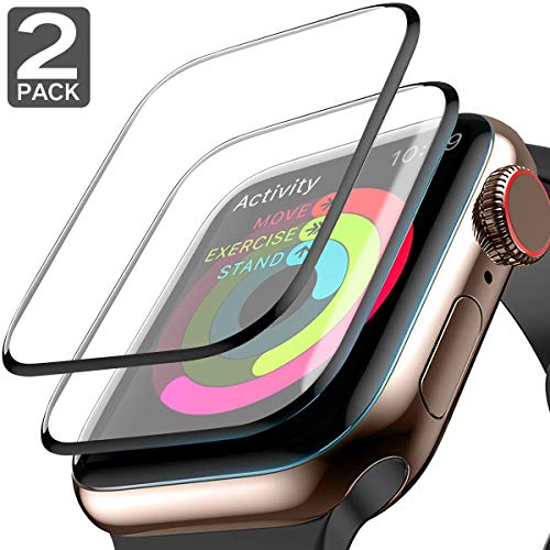 Apple Watch Screen Protector (40mm for Series 4) Full Screen 99% Clear Max Coverage Anti-Bubble iWatch Screen Protector 40mm- 2 Pack