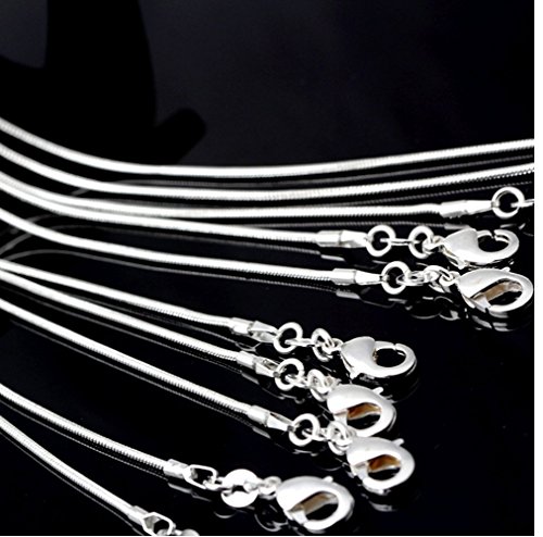 Hupplle 10pcs 24" 24 Inch Silver Plated 1.2MM Snake Chain Necklace New (24"24")