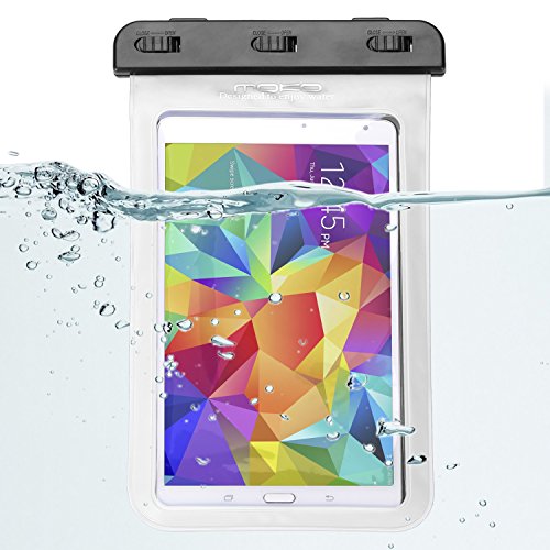 MoKo Universal Waterproof Case, Dry Bag Pouch for iPad Mini 6/5/4/3/2, Samsung Tab 5/4/3, Galaxy Note 8, Tab S2/Tab E/Tab A 8.0, LG G Pad III 8.0, Google Nexus 7(FHD) & More Up to 8.3" - White
