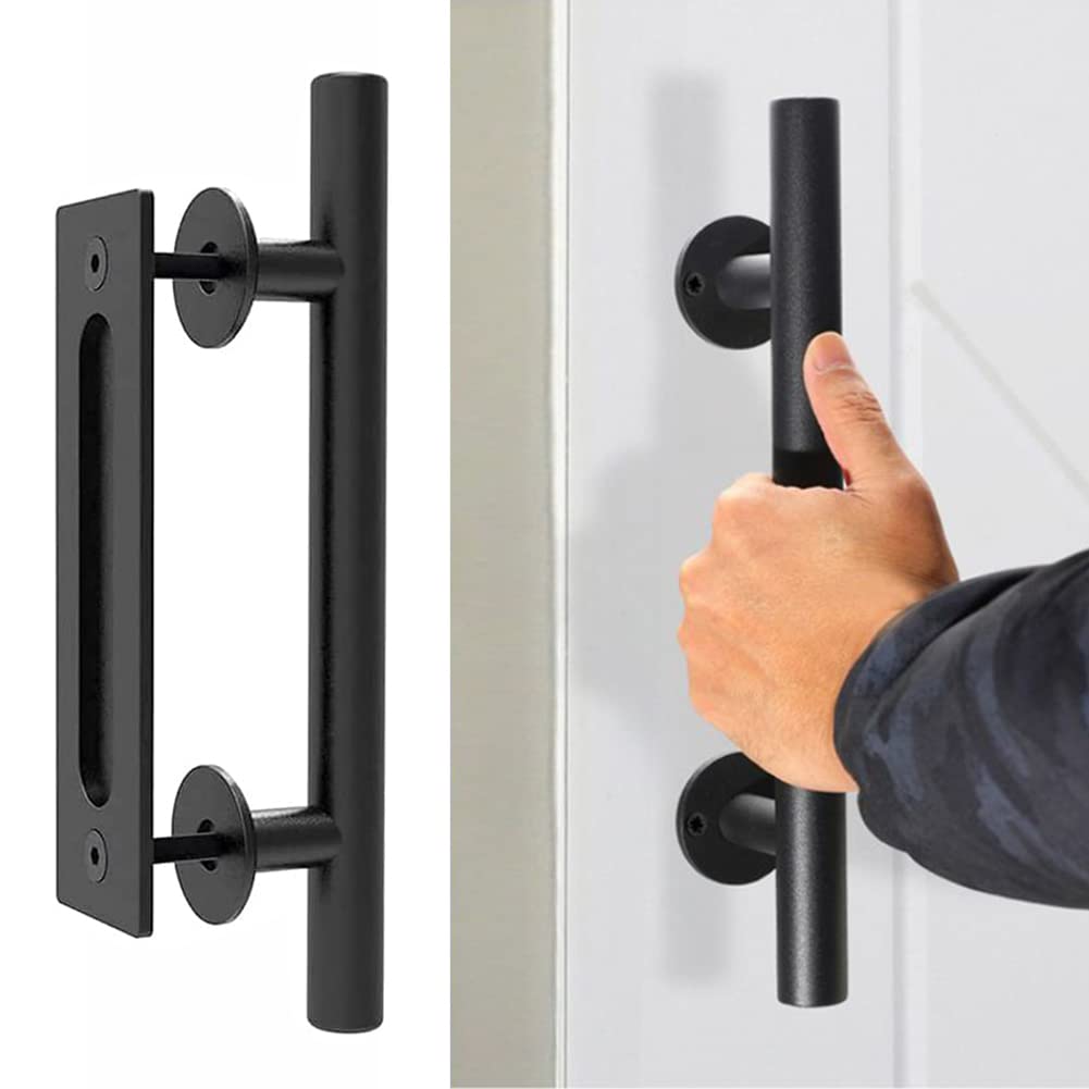 TTBDDM Sliding Door Handle, Pull Handle, Wooden Barn Door, Door Handle for Sliding Doors, with Mounting Accessories, for Barn Doors and Various Wooden Doors (Square)