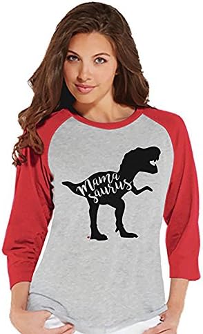 Womens Mamasaurus Red Raglan Shirt