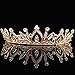 Santfe Bridal Wedding Prom Rhinestone Crystal Crown Hairband Headband Tiara Hair Jewelry for Womens Girls (style gold-1)