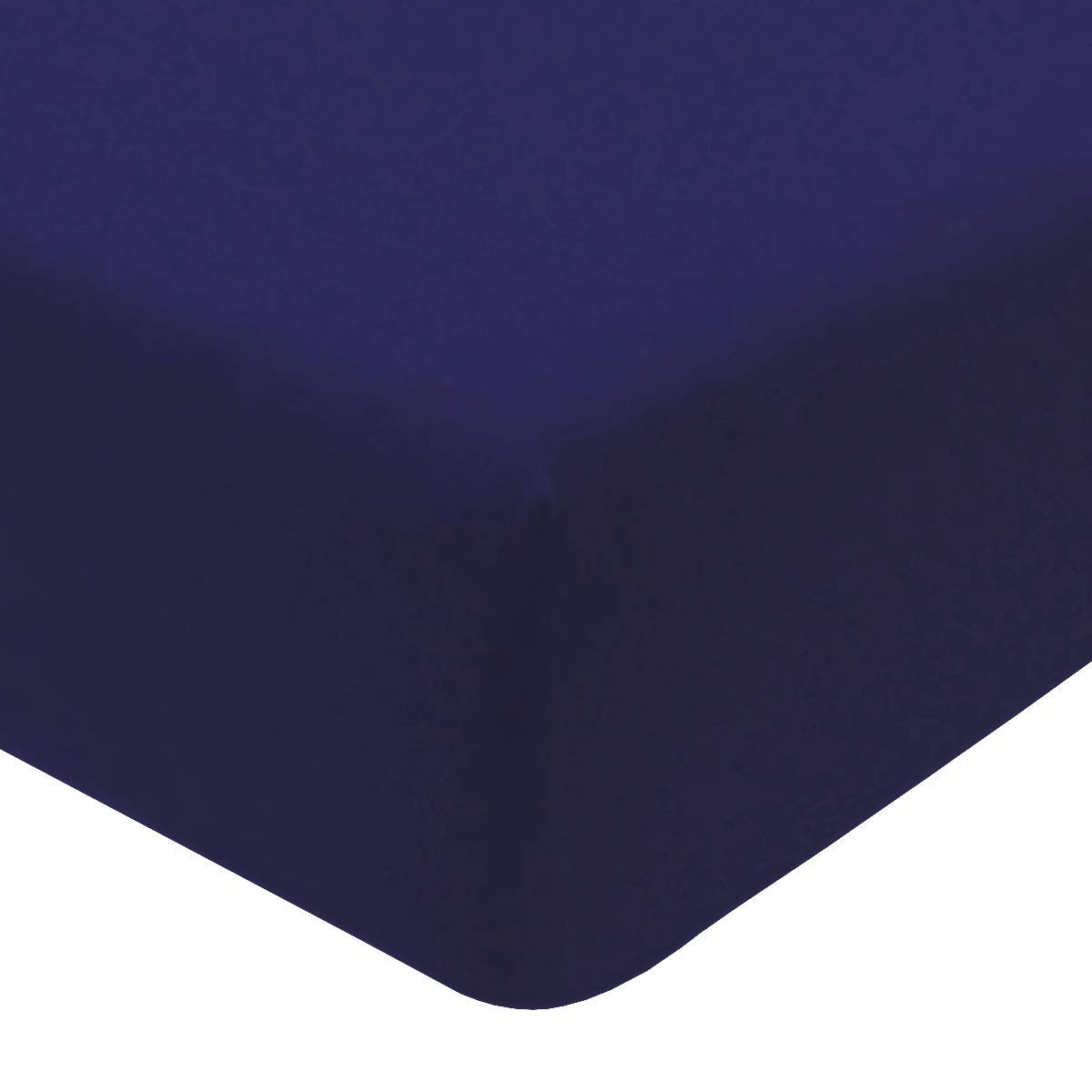 Sleepdown Jersey Melange Navy Fitted Sheet Super Soft Warm Cosy Comfortable Easy Care Plain Yarn Dyed Bedding Bedsheet Bed Linen - 140 x 200 cm x 25 cm