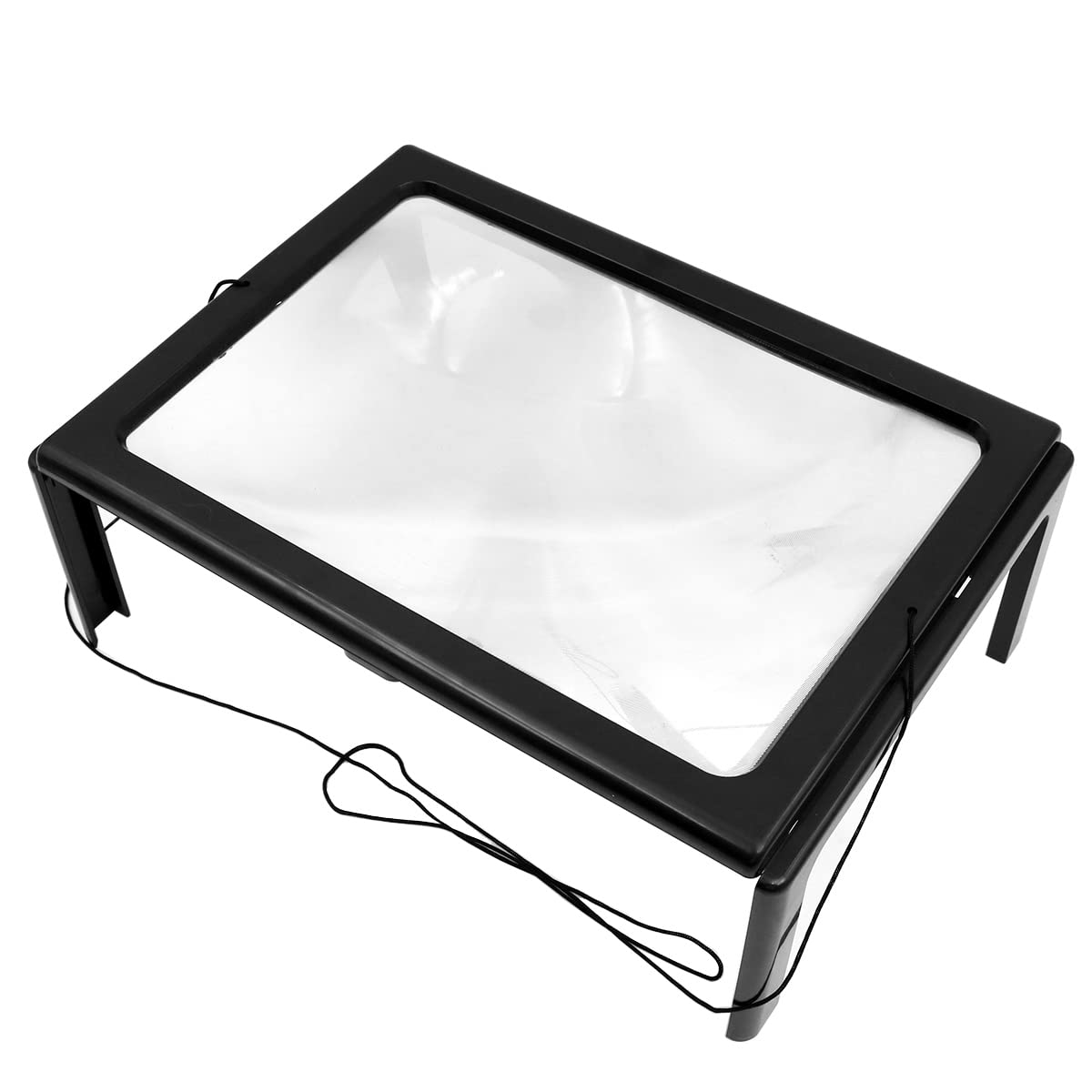 Shiwaki Reading Magnifier with LED Light, A4 Magnification Rectangular Illuminated Magnifying Glass with Stand Magnifying Lamp for Books, business card newspaper, Elderly, Sewing