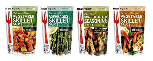 Red Fork Vegetable Seasoning Sauce 4 Flavor Variety Bundle, (1) each: Garlic Roasted Potato, Lemon Herb Asparagus, Balsamic Basil, Sesame Ginger (4 Ounces) - Thumbnail 4