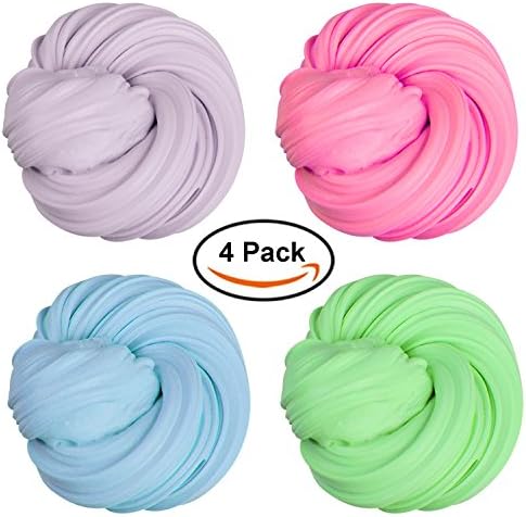 Fluffy Putty Slime, Toptops 4 Pack Super Soft Fluffy Floam Slime Non-toxic Scented Stress Relief Toy Sludge Toy for Kids Adults - Non Sticky (fluffy slime)