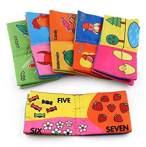 Xwuhuix 6 PCS Nontoxic Fabric Baby Cloth Books Early Education Toys Activity Crinkle Cloth Book for Toddler, Infants and Kids Perfect for Baby Shower
