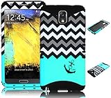 Galaxy Note 3 Case, Bastex Heavy Duty Hybrid Protective Case - Soft Teal Silicone Cover with Chevron Anchor Hard Design Shell Case for Samsung Galaxy Note 3